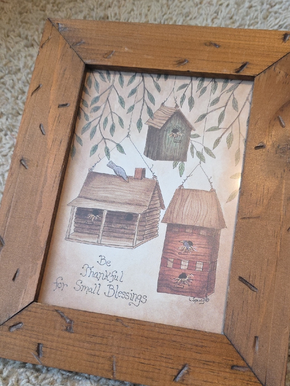 Linda Spivey Rustic Brown Wooden Picture Frame with Birdhouse Art